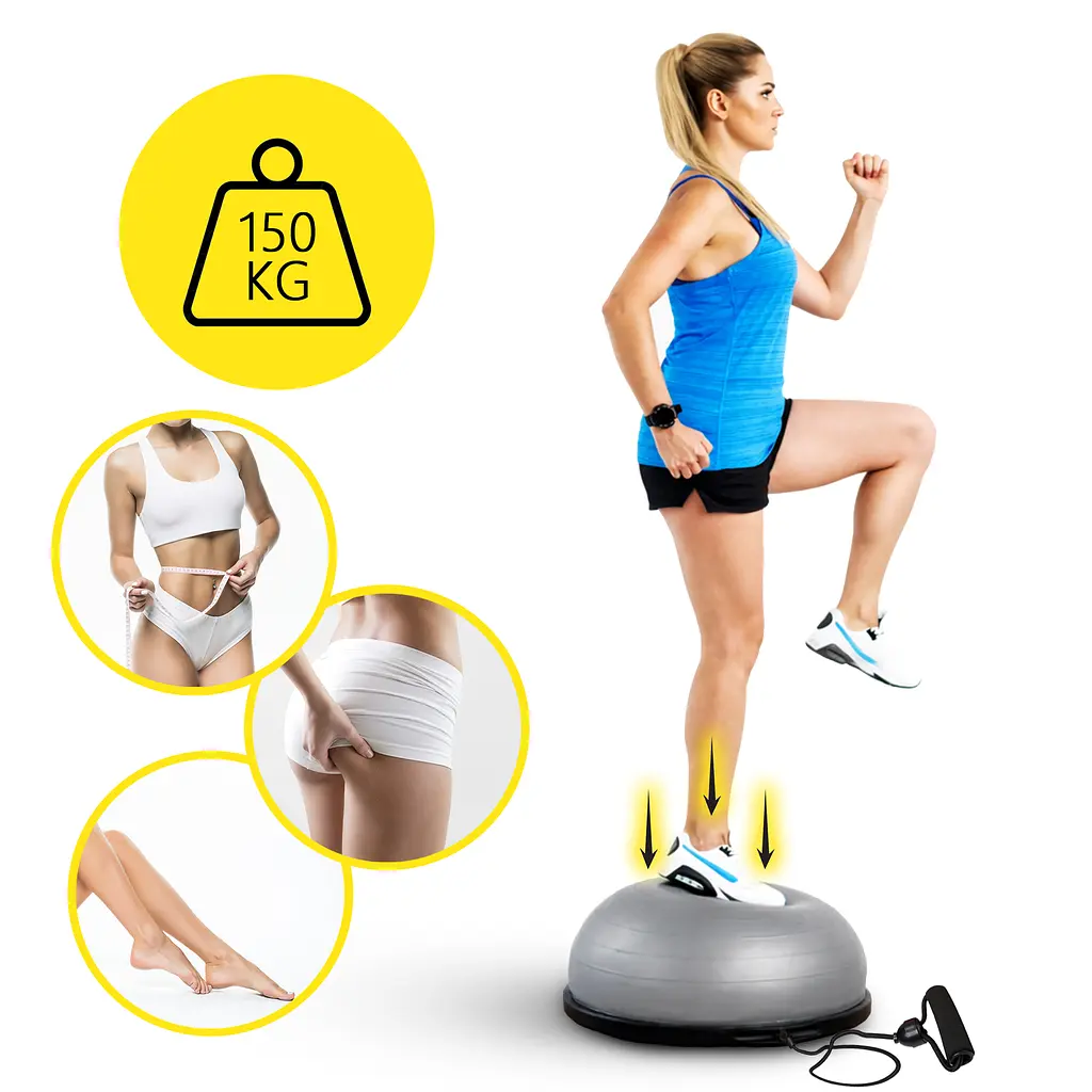 Балансувальна платформа (півсфера) Cornix Bosu Ball 58 см з еспандерами Grey XR-0455 - фото 3