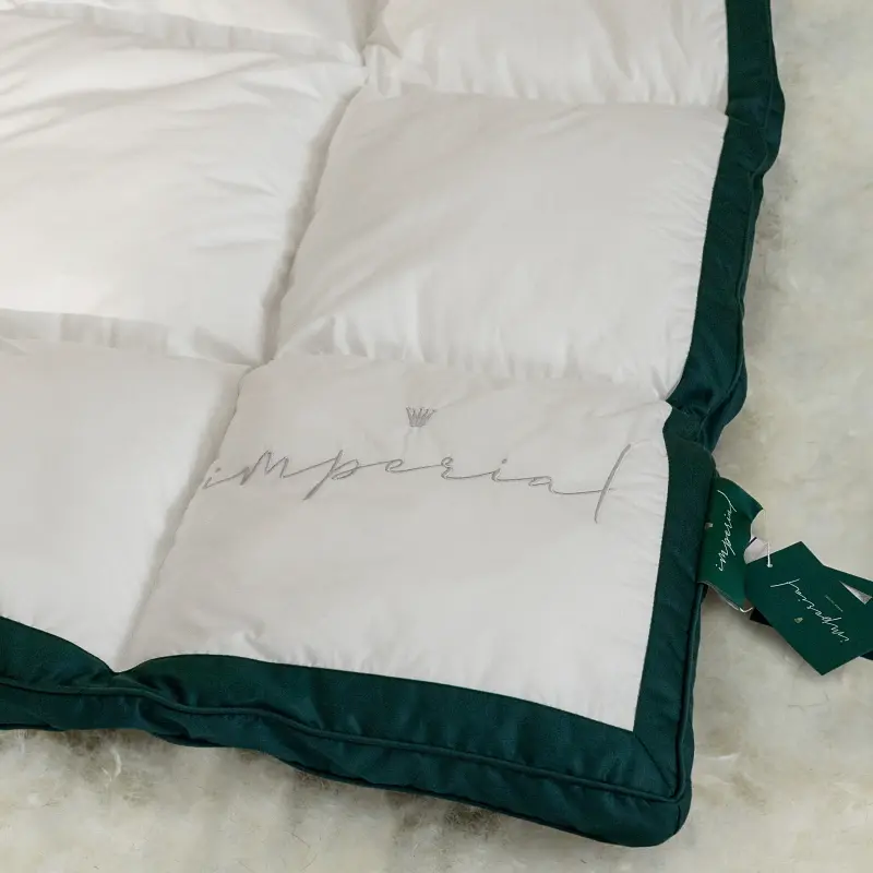 Одеяло MirSon Imperial Satin Luxe, зимнее, 220х200 см, белое с зеленым кантом - фото 10