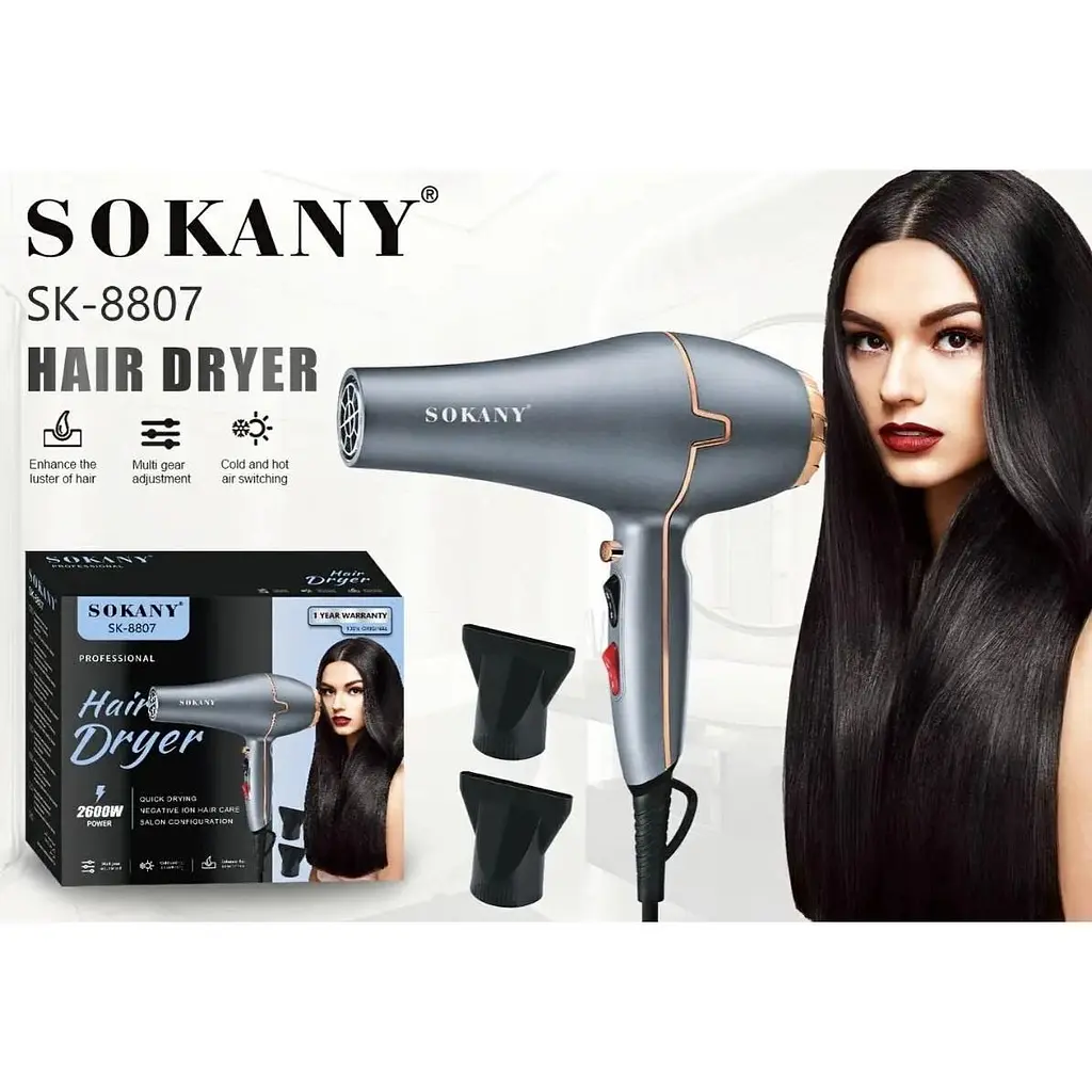 ПрофесійнийФен для волосся Sokany SK-8807 з іонізацією 2600 Вт - фото 6