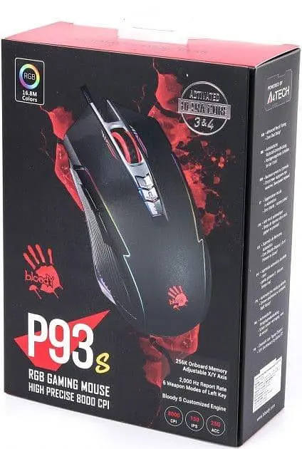 Миша Bloody A4Tech P93s USB Black (P93s (Stone black)) - фото 4