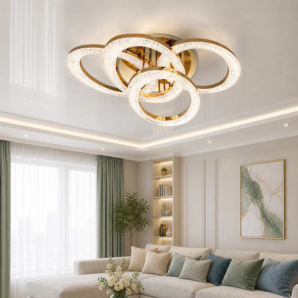 Сучасна стельова LED-люстра Diasha 5607/4L G золото, кільця, 125 Вт, 83 см, 14-20m2 - фото 6