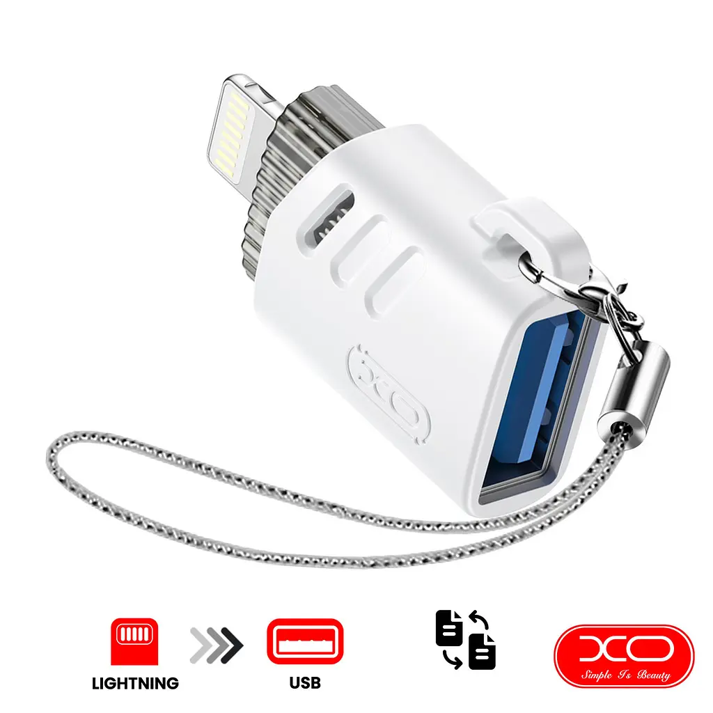 Адаптер переходник XO NB256-A USB мама Lightning папа OTG adapter - фото 4