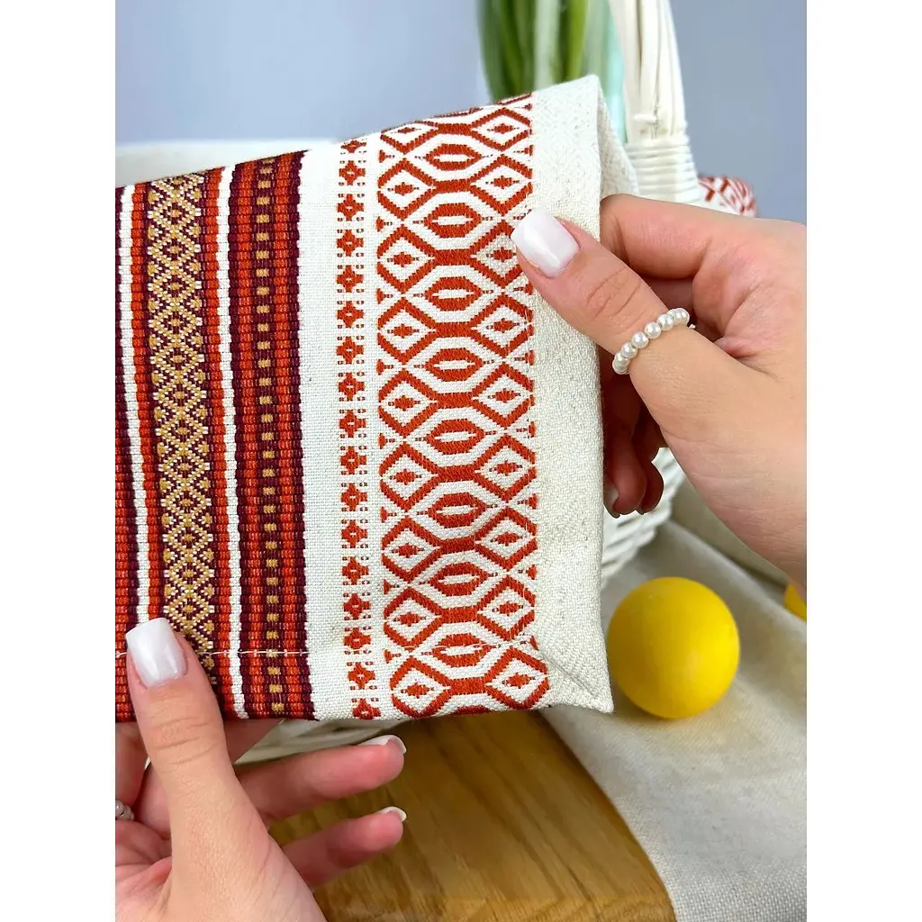 Комплект Пасхальная корзина Буковина большая с льняным полотенцем70х45 см Луч красный и свечой - фото 7