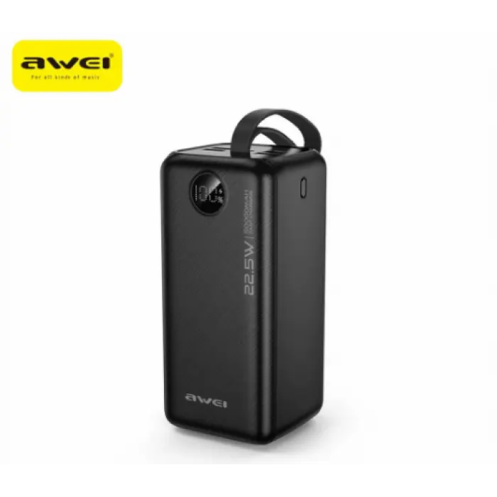 Павербанк чорний Power bank AWEI P114K 50000mAh PD 22,5W - фото 2
