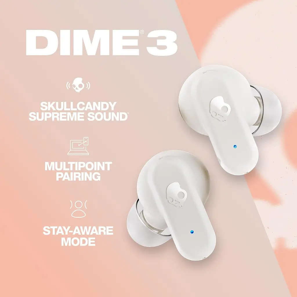 Навушники SkullCandy DIME 3 Bone/Orange Glow (S2DCW-R951) - фото 2