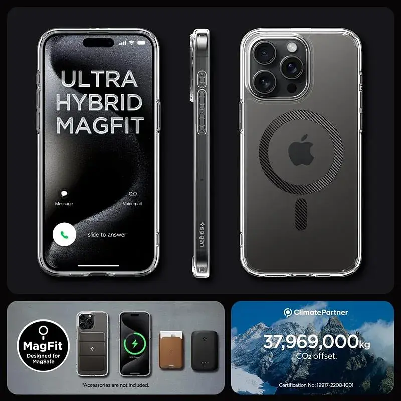 Чохол-накладка Spigen Ultra Hybrid MagFit для Apple iPhone 15 Pro Max Carbon Fiber (ACS06578) - фото 7