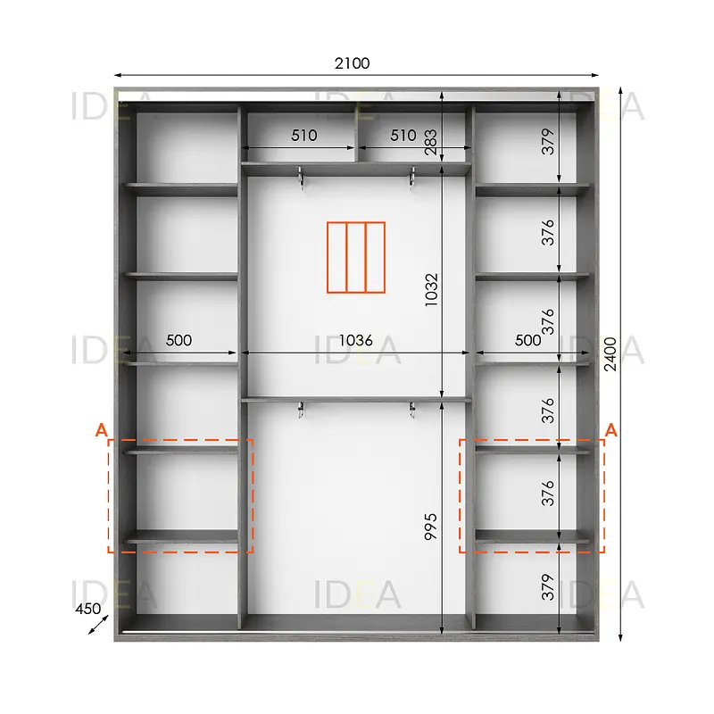Шафа-купе Idea серія 3 210 x 45 x 240 см Венге темний - фото 2