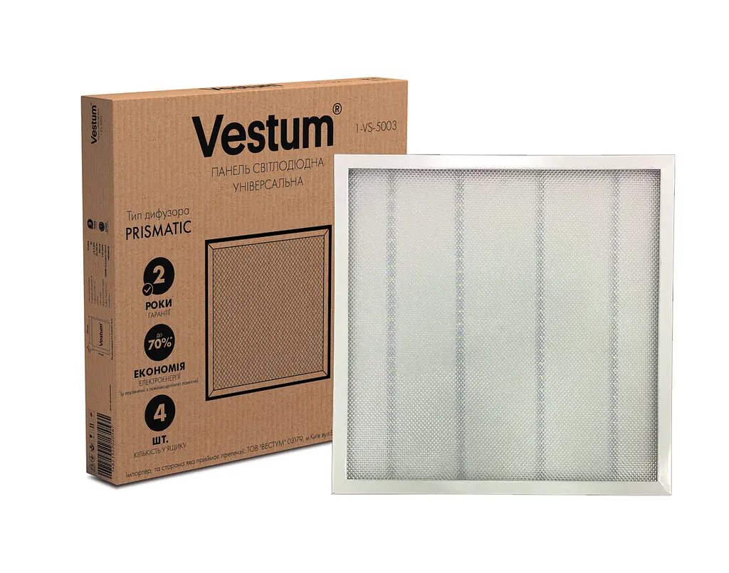 Панель світлодіодна Vestum PRISMA 36W 6500 K 220V 600x600 1-VS-5003