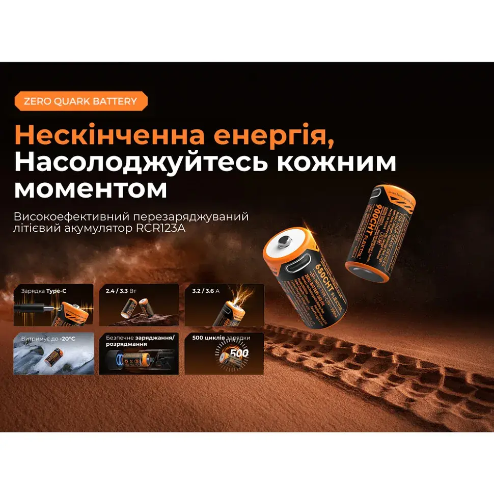 Акумулятор 900mAh Flextail Zero Battery usb type C зарядка - фото 3