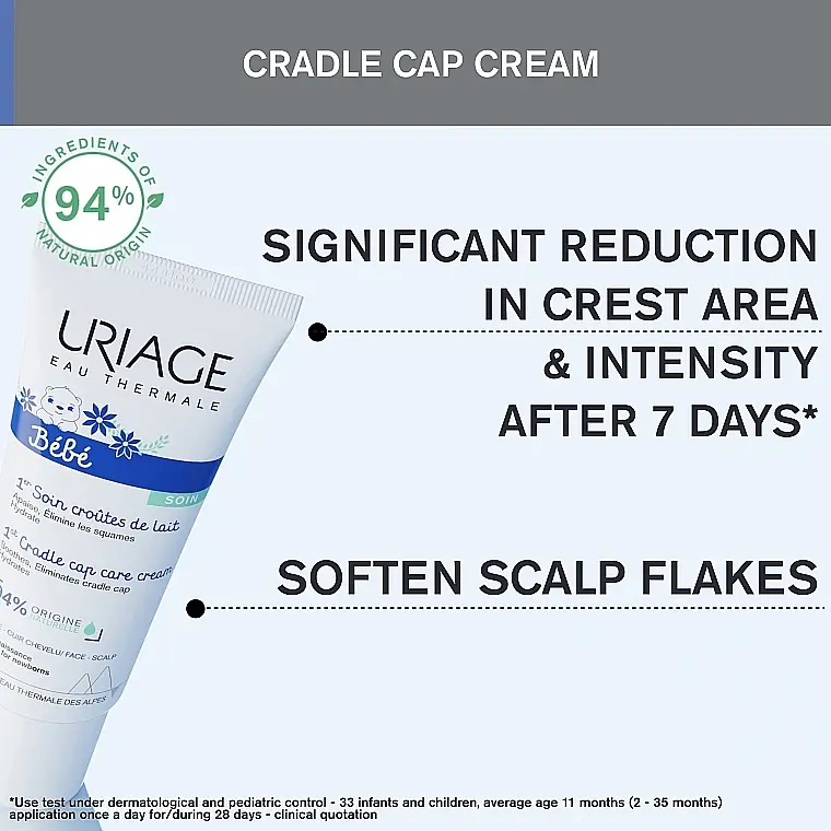 Дитячий регулювальний крем Uriage Bebe Cradle Cap Skincare від молочних скоринок 40 мл - фото 6