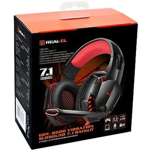 Гарнітура Real-El GDX-8000 Black/Red (EL124100017) - фото 2
