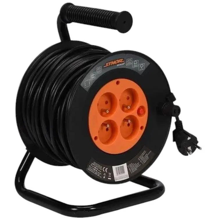 Удлинитель сетевой Sthor на катушке 50 м 4 гнезда 3-жильный Ø=1.5 мм² IP44 (82694) - фото 2