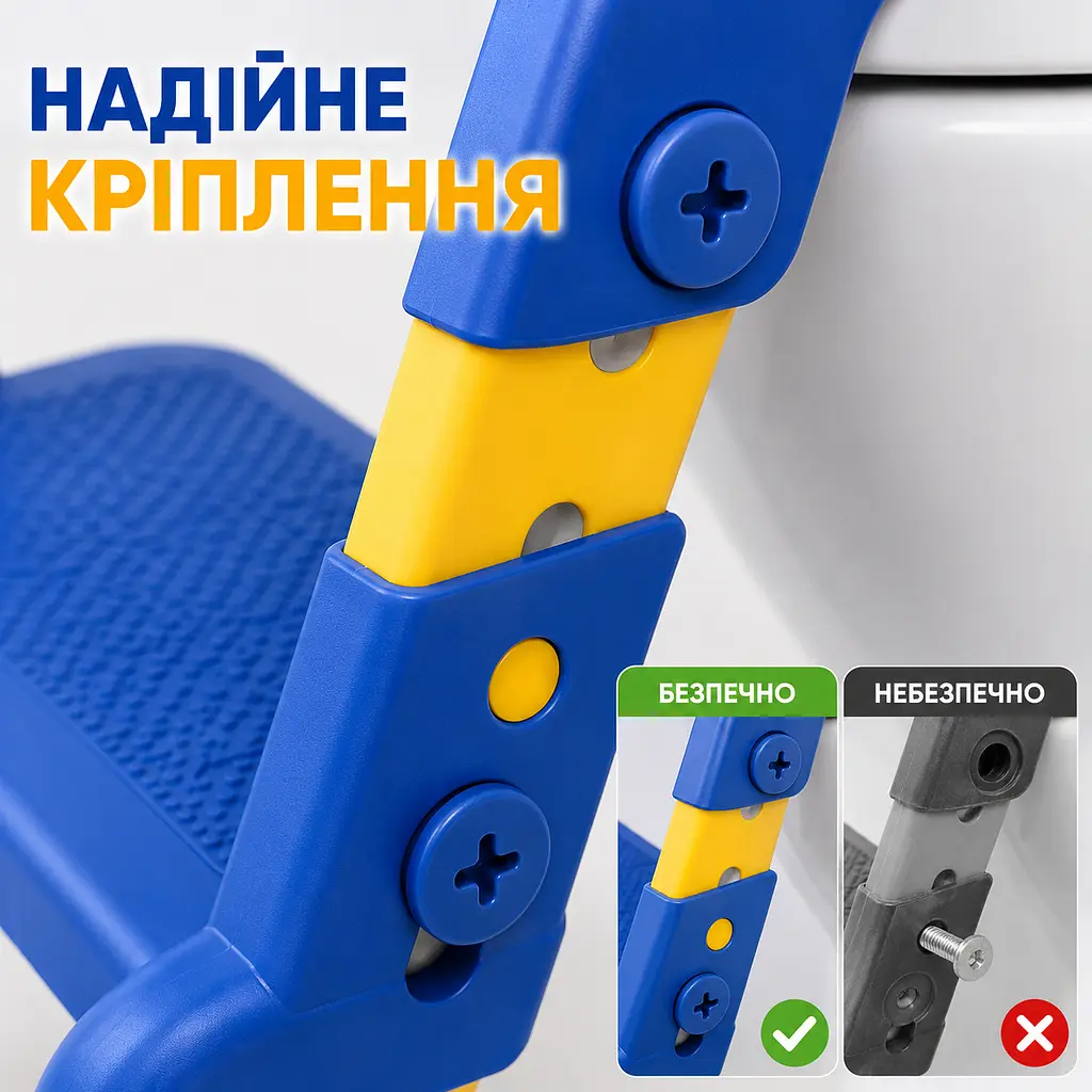 Дитяче сидіння на унітаз зі сходинками | Складне, регульоване по висоті, антиковзне | Накладка на унітаз для дітей - фото 4