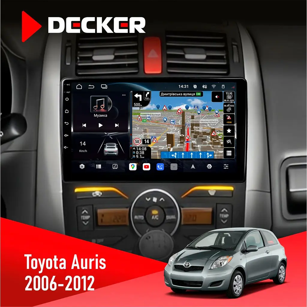 Штатна магнітола Toyota Auris 2006-2012 Decker D9-011 4x64, DSP, 4G, 360 Decker (НФ-00006461)