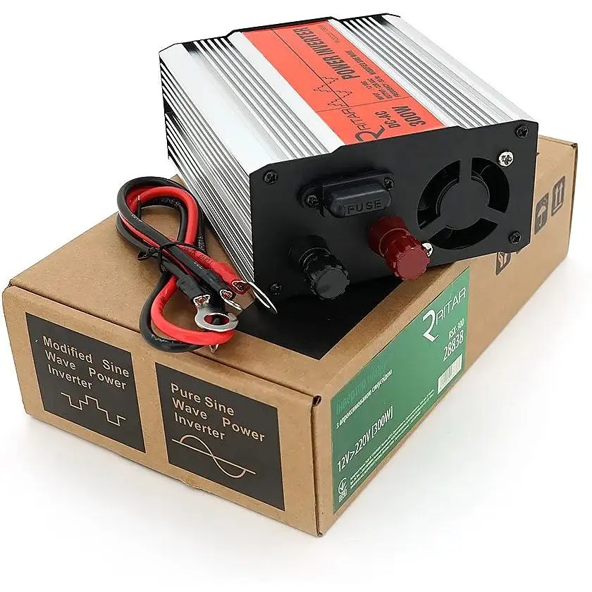 Инвертор напряжения Ritar RSX-300, 12V/220V, 300W с аппроксимированной синусоидой, 1xShuko, 1xUSB, клеммные провода, BOX, Q20 - фото 2