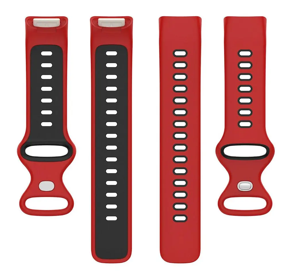 Силиконовый ремешок Primolux Sport для фитнес браслета Fitbit Charge 5/Charge 6 Red Black/размер М - фото 5