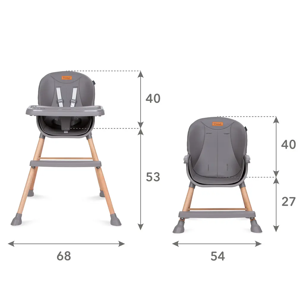 Стульчик для кормления Kidwell Eatan Wood 4 в 1 Gray (5901130091003) - фото 7