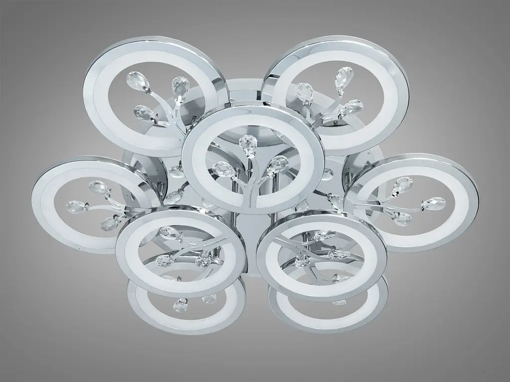 Сучасна LED люстра Dasha 8135/6+3HR LED 3color хром для вітальні з димером і пультом 64 см - фото 5