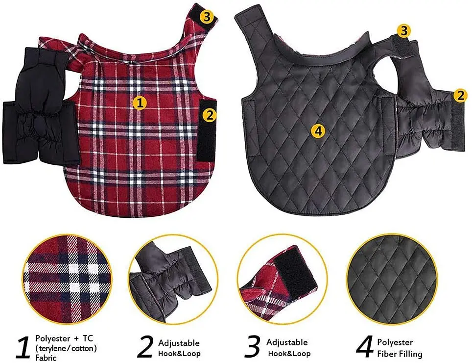 Зимовий водонепроникний двосторонній жилет у клітинку Derby Plaid Red у британському стилі, S Червоний - фото 4