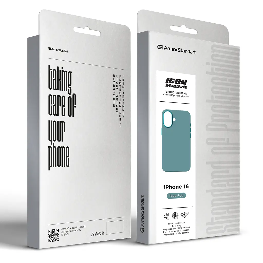 Силиконовый чехол с MagSafe для Apple iPhone 16, ICON2 MagCase, голубой, противоударный, панель с мягкой подкладкой, защита всего корпуса, поддержка беспроводной зарядки, совместим с защитными стеклами и пленками, ArmorStandart (ARM80184) - фото 10