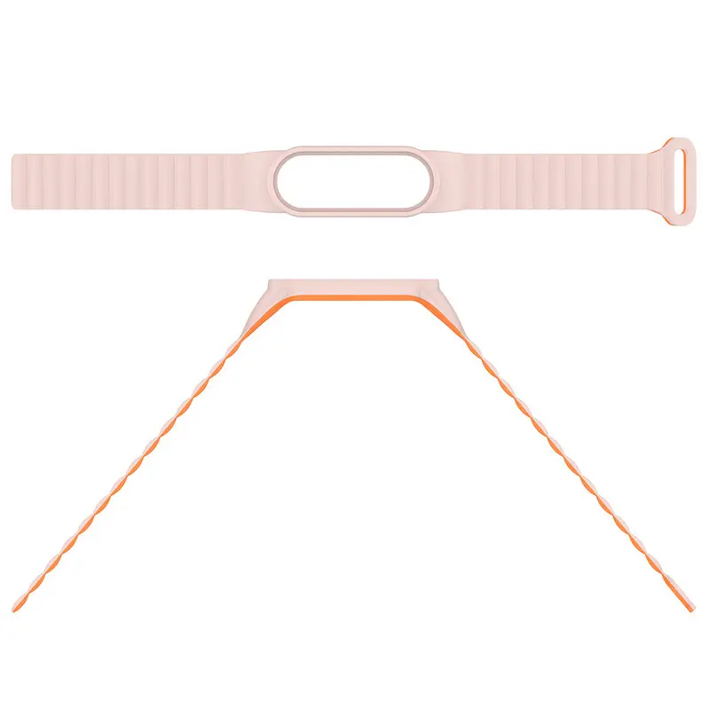 Ремінець Dual-color Magnetic для Xiaomi Mi Band 7/6/5/4/3 White / Orange - фото 4