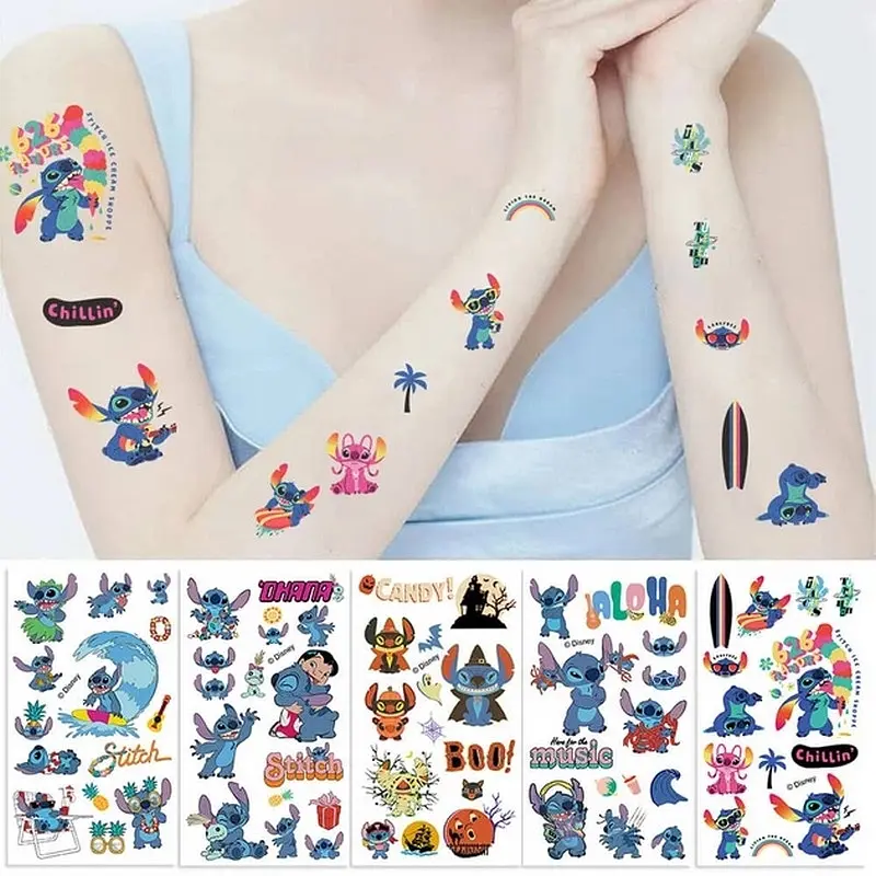Набір тимчасових тату "Ліло та Стіч №2" Fresh Tattoo lilo-stich-tattoo-2-1, 10 штук, розмір 12 х 7 см - фото 2