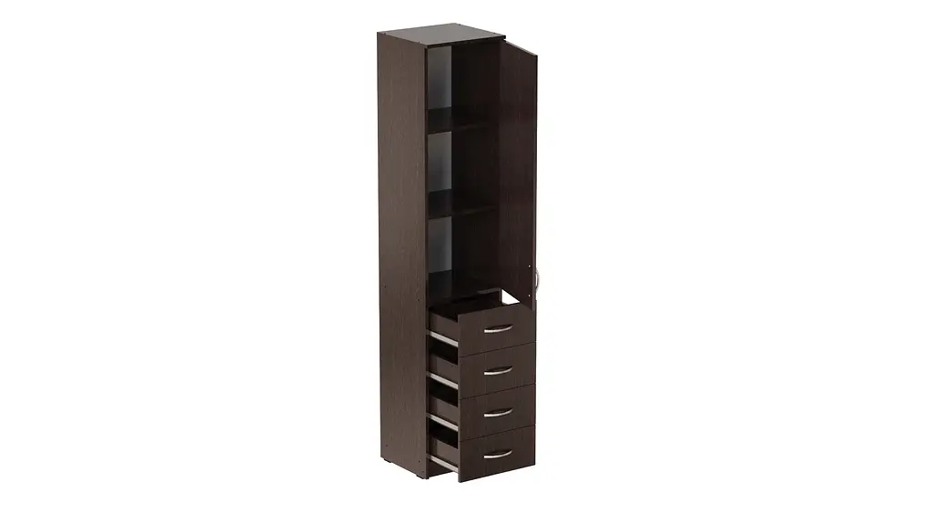 Пенал Анжело Ferrum-decor на 3 полки с дверью и 4 ящиками 1900x400x380 ДСП Венге Магия 16 мм (FRD-104932) - фото 2
