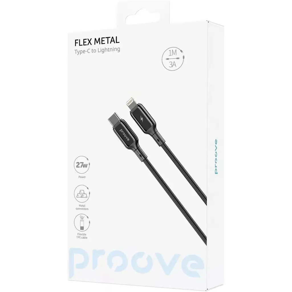 Кабель Proove Flex Metal USB-C to Lightning 27W 1m Black (CCFM27002101) [130341] - фото 2