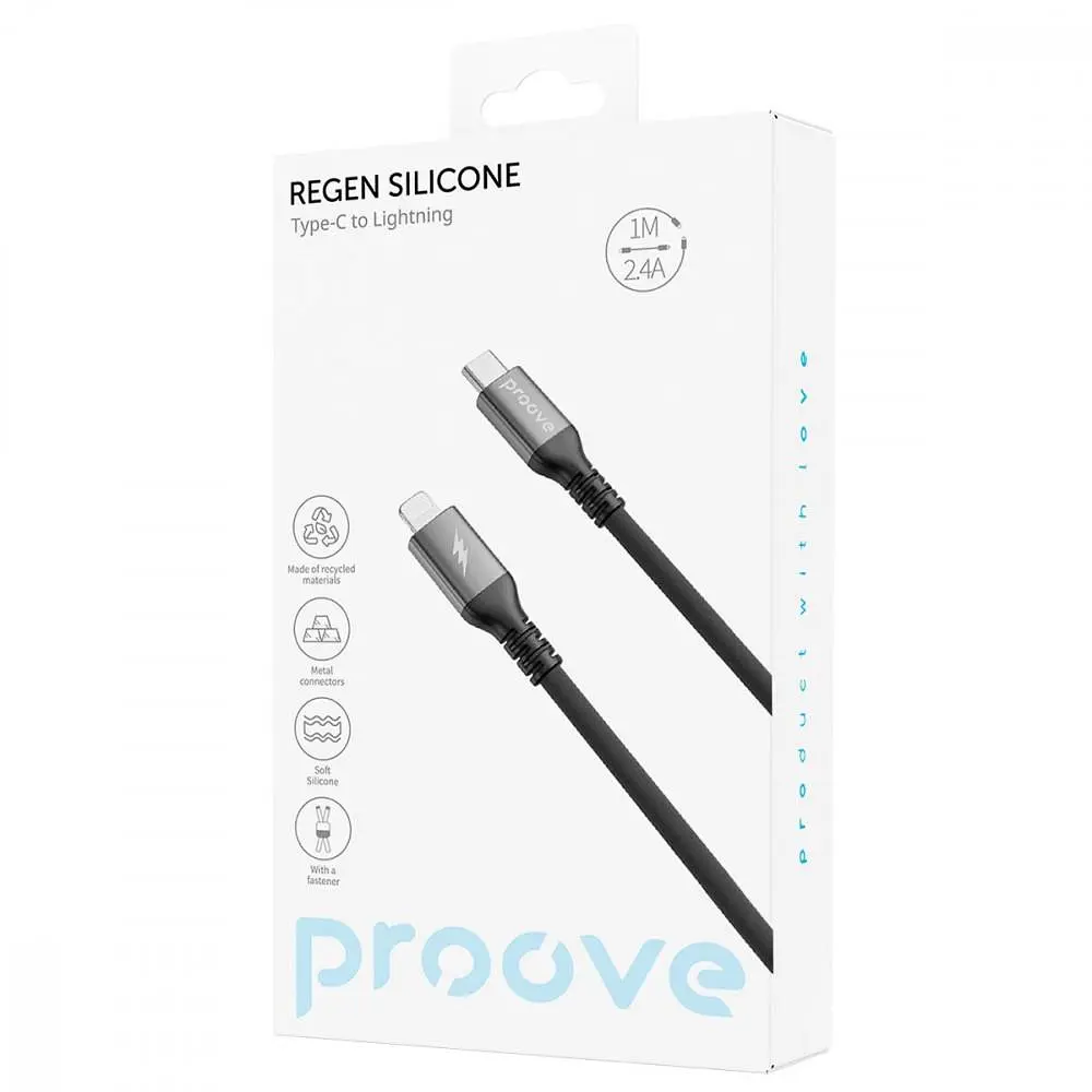 Кабель Proove ReGen Silicone Type-C to Lightning 27W (1m) black (CCRS60002101) - фото 3