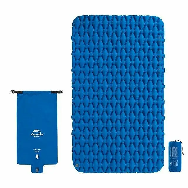 Килимок надувний Naturehike FC-11 (NH19Z055-P) 6.5см - двомісний - блакитний - фото 2