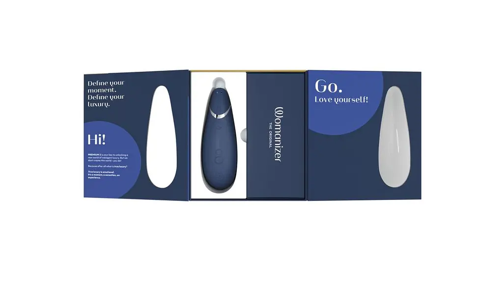 Вакуумний кліторальний стимулятор Womanizer Premium 2 Blueberry – Smart Silence, водозахист, USB-зарядка - фото 8