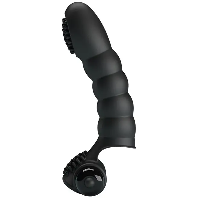Вібронасадка на палець Pretty Love Alexander Finger Vibrator Black, 13х2.6 см (чорний) - фото 3