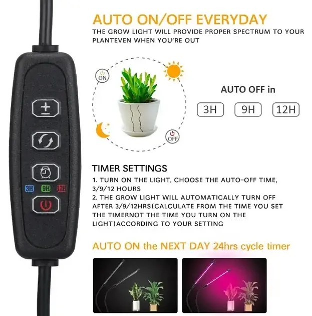 Фітолампа Led Plant Grow Leight USB на 6 ламп (гнучка) з таймером - фото 6