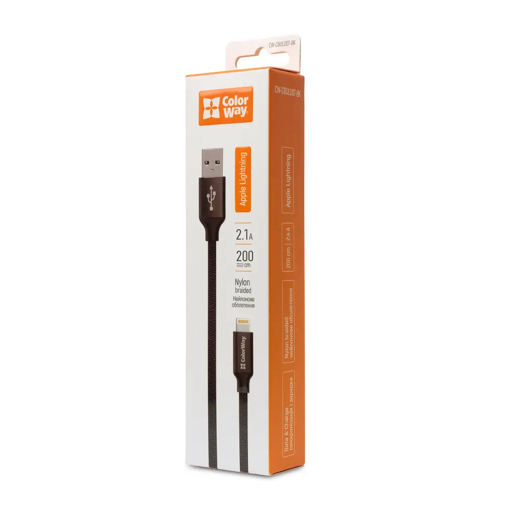 Дата кабель USB 2.0 AM to Lightning 1.0m black ColorWay (CW-CBUL004-BK) - фото 7
