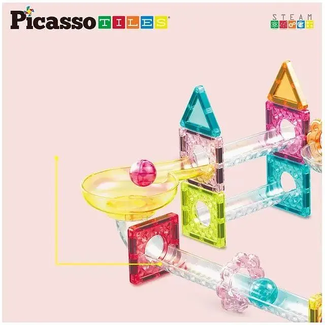 Конструктор Picasso магнитный Tiles Mini Diamond Marble Run Track Set 60 деталей (817338028299) - фото 6