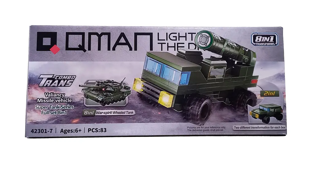 Конструктор 42301 Qman "Військовий транспорт" від 73дет до 90дет. в коробці (6903317464586) Транспортний засіб з баллістикою Хаммер 2в1 Вид 7