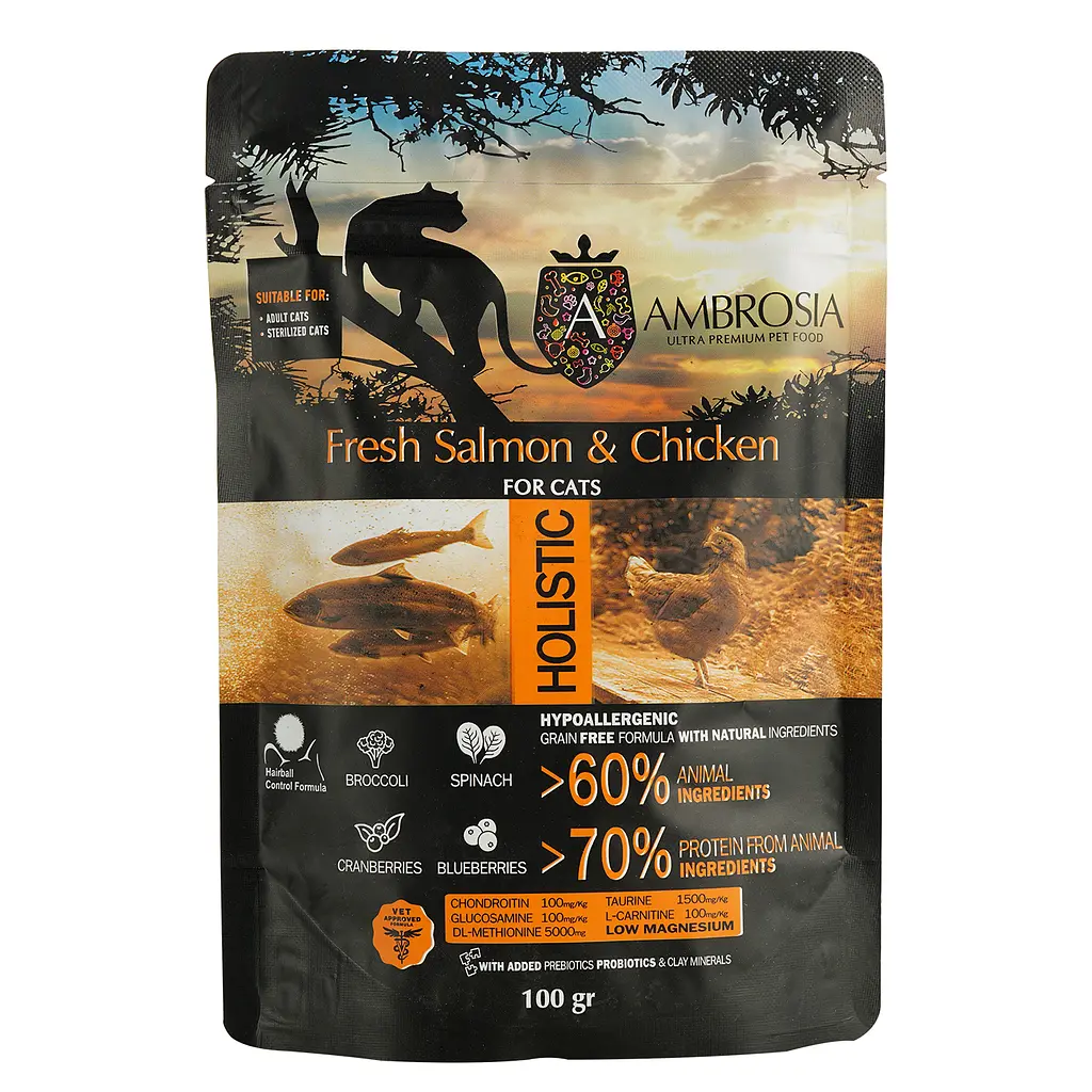 Набор дегустационного сухого корма для взрослых кошек Ambrosia Grain Free 400 г (4 шт. х 100 г) - фото 2