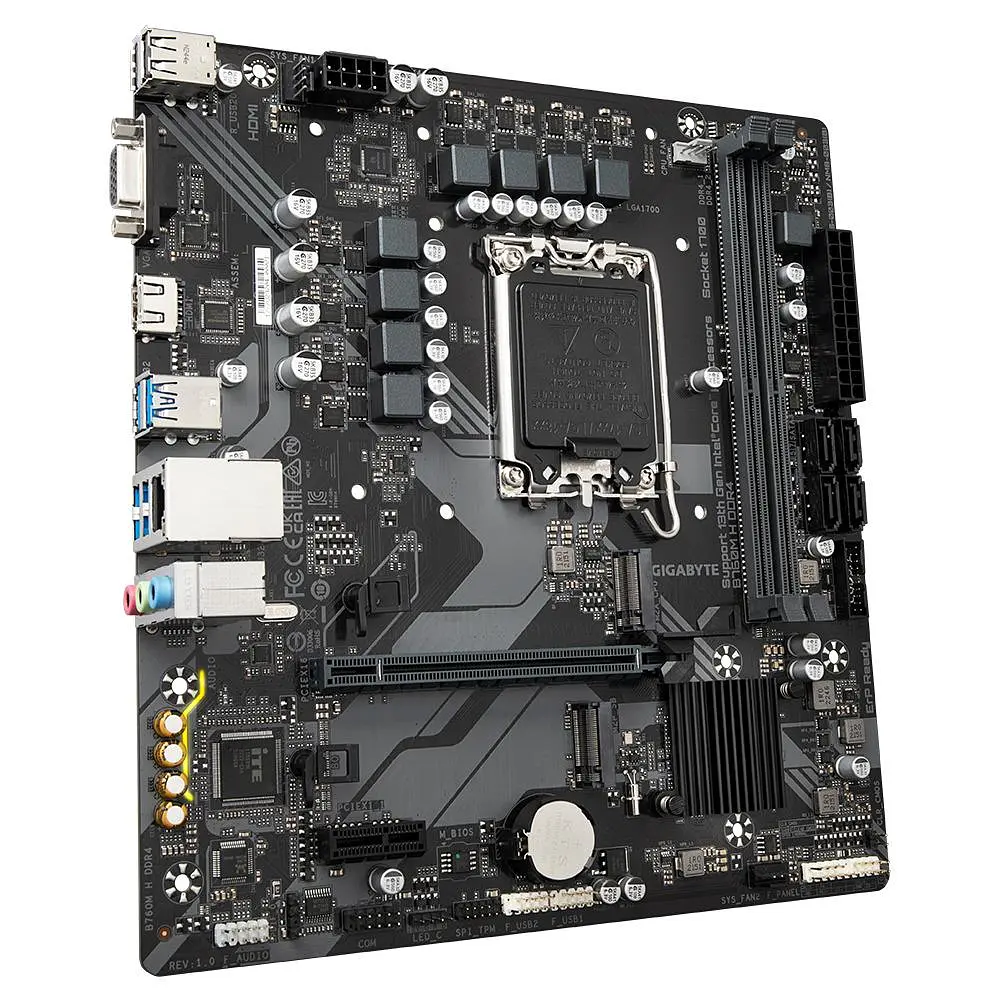 Материнська плата GIGABYTE B760M H DDR4 (B760M H DDR4) (Socket 1700, Intel B760, Micro-ATX) - фото 2