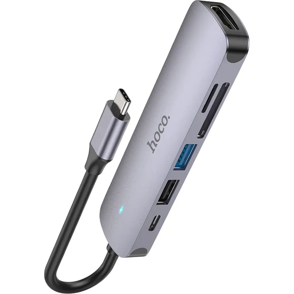 USB-хаб Hoco HB28 6-in-1 Metal Gray (769336) [169699] - фото 3