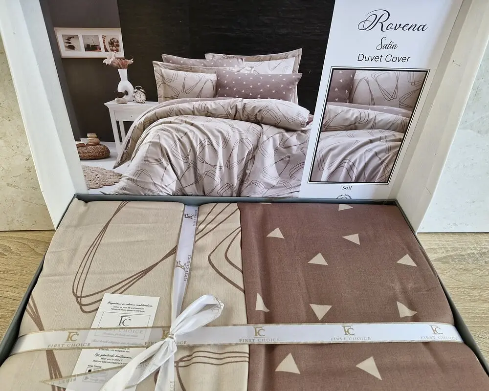 Турецька постільна білизна First Choice Cotton Satin Rovena Soil євро - фото 3