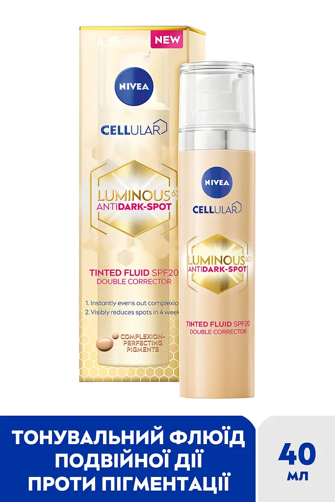 Тонировочный флюид Nivea Luminous 630 Двойная коррекция SPF 20, 40 мл - фото 2