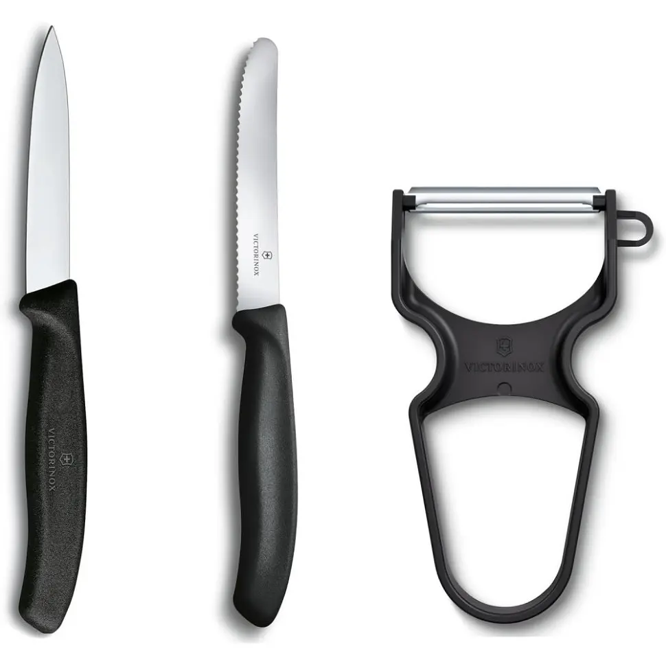 Набір кухонний Victorinox SwissClassic Paring Set 3шт з чорн. ручкою (2 ножа, овочечистка Rapid) у подар.упак. - фото 2