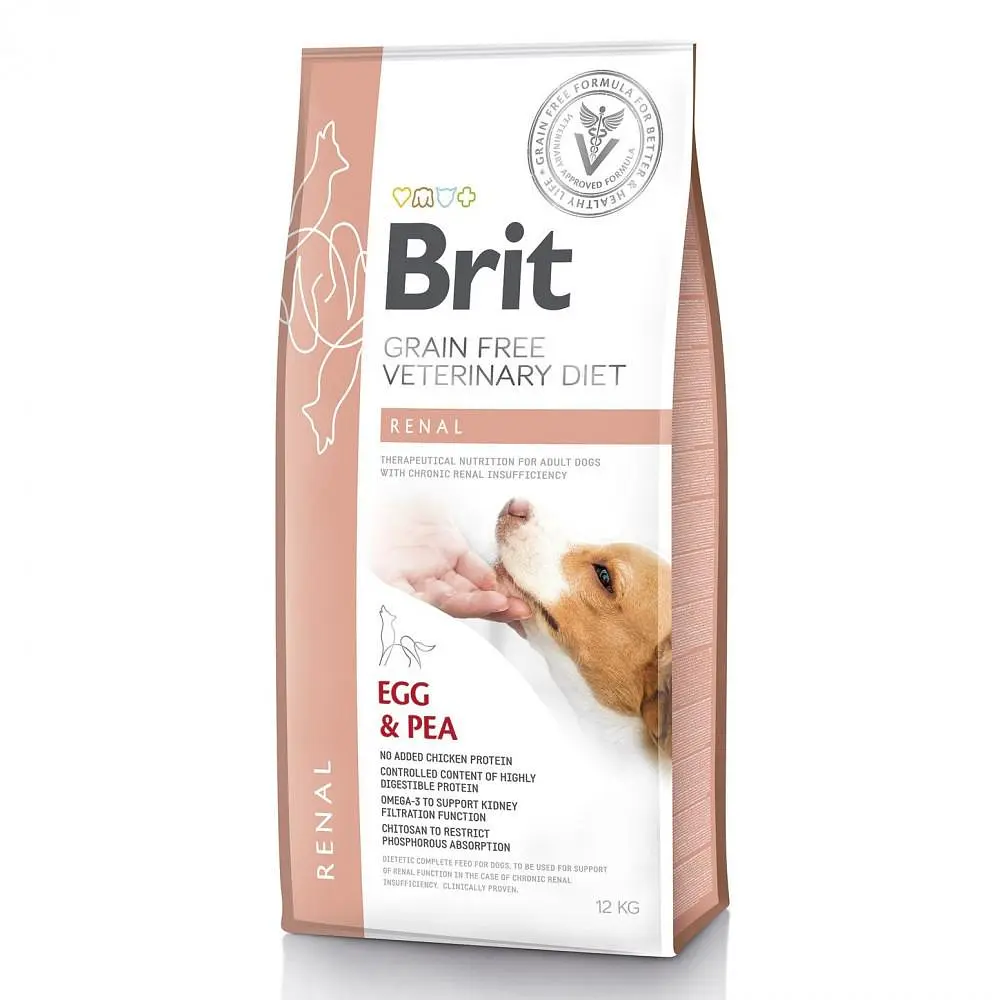 Дієтичний сухий корм Brit GF VetDiet Dog Renal для собак, при нирковій недостатності з яйцем, горохом та гречкою 12 кг (арт.170948/528189)