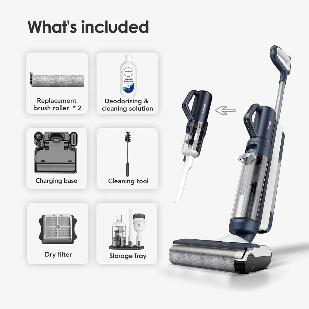 Ручной моющий аккумуляторный пылесос Tineco Floor One S5 Combo Plus синий (FW150300DE) - фото 9