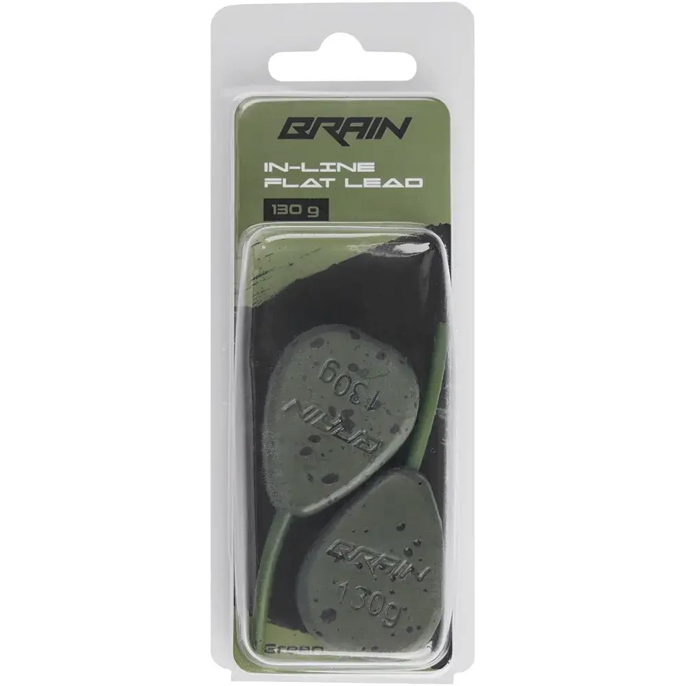 Грузило Brain In-Line Flat Lead 130g 2шт/уп Green - фото 2