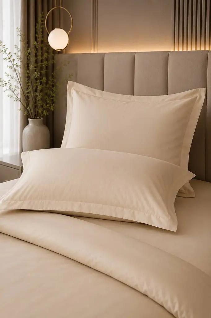 Комплект постільної білизни Євро Issimo BEIGE 200×220 см, сатин Premium TC303376394 - фото 4