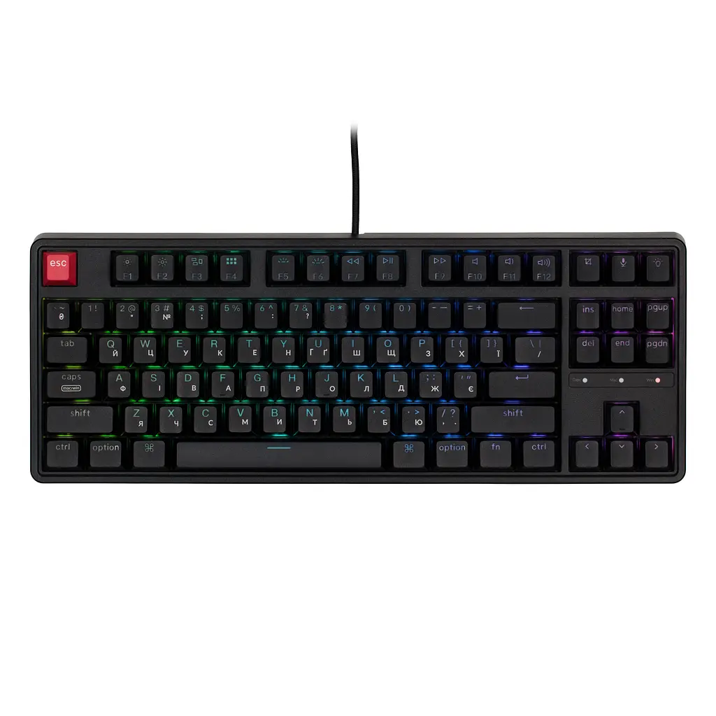 Клавіатура механічна C3 Pro V2 87Key, K pro Red, USB-A, QMK, Hot-swap, 8K, EN/UKR, RGB, чор Keychron teh0013918 - фото 2