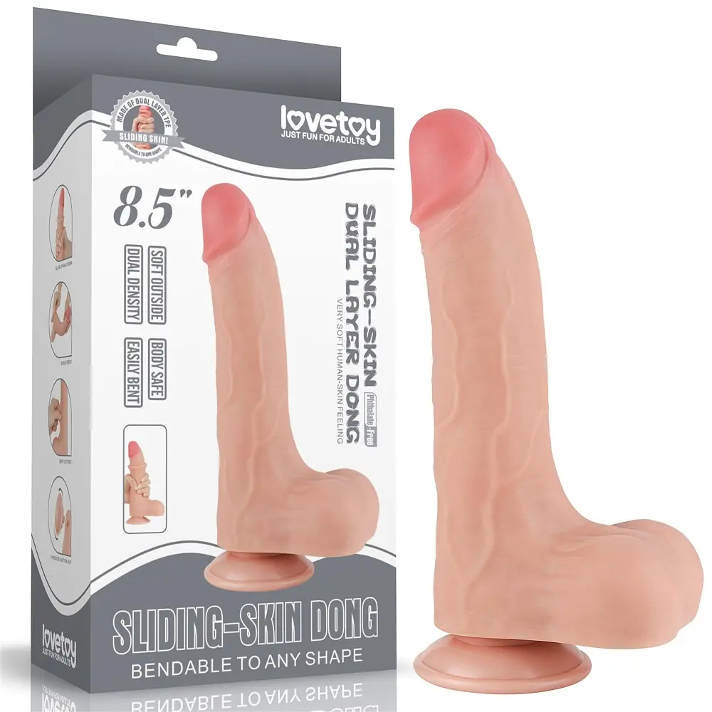 Фаллоимитатор Sliding-Skin Dual Layer Dong 8.5'' 22 см телесный - фото 15