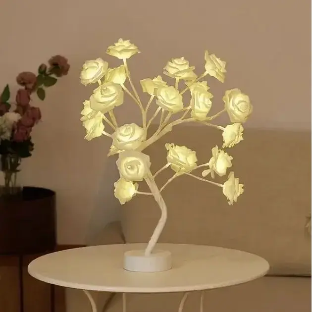 Лампа настільна XPRO SFK-27 Дерево біло-рожева троянда 24 LED тепле світло (44865-16923_299) - фото 5