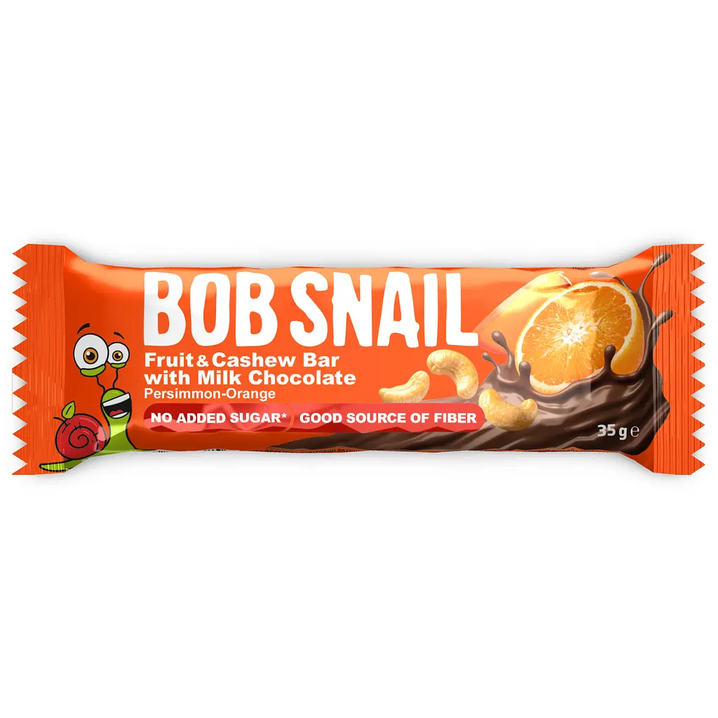 Набір фруктово-горіхових батончиків Bob Snail Хурма-Апельсин-Кеш’ю-Кріспи Кіноа з молочним шоколадом 35 г х 15 шт. - фото 2